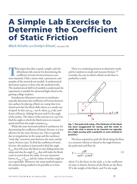 static friction test|calculating the coefficient of friction.